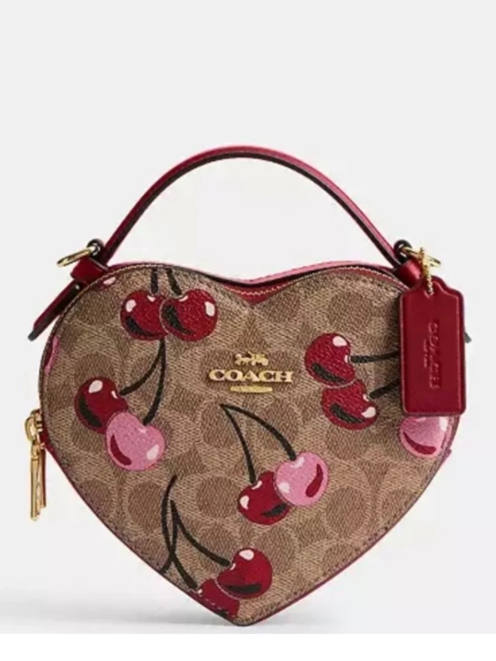 COACH ♥️ Crossbody Bag Canvas Leather Cherry Print